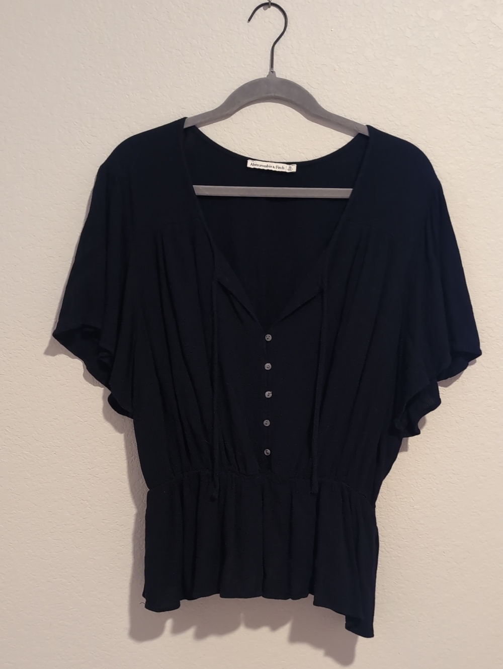 Abercrombie & Fitch Flutter Sleeve Peplum Blouse